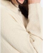 Pull en Laine bouclée col cheminé  écru