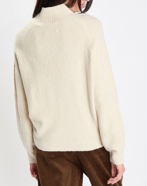 Pull en Laine bouclée col cheminé  écru