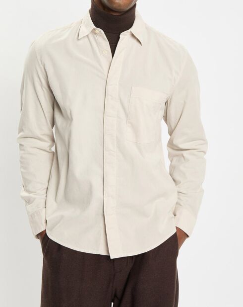 Chemise Regular Fit en Velours milleraies écrue