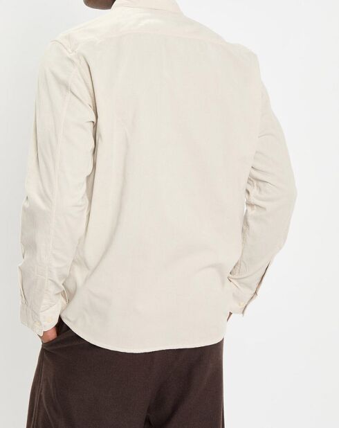 Chemise Regular Fit en Velours milleraies écrue
