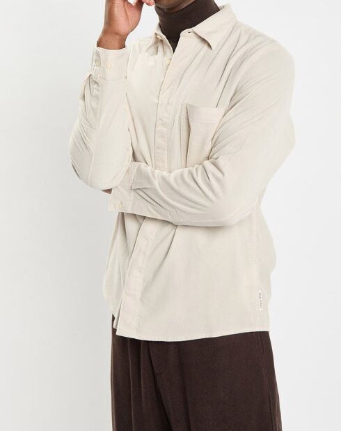 Chemise Regular Fit en Velours milleraies écrue