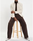 Chemise Regular Fit en Velours milleraies écrue