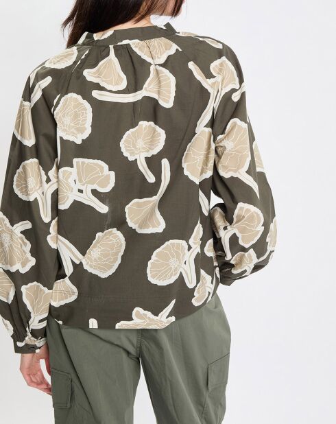 Blouse Col Mao Motif Coton Bio multicolore