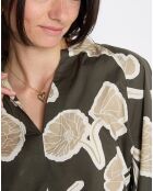 Blouse Col Mao Motif Coton Bio multicolore