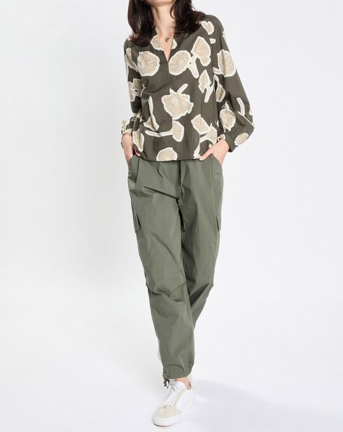 Blouse Col Mao Motif Coton Bio multicolore