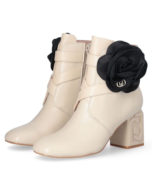 Bottines Sara en Cuir crème