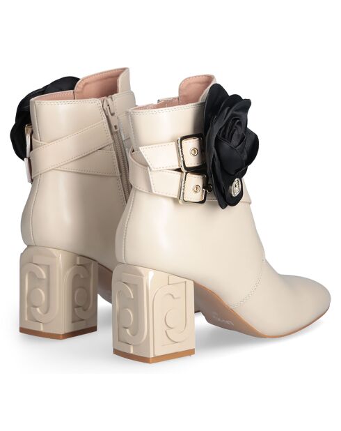 Bottines Sara en Cuir crème