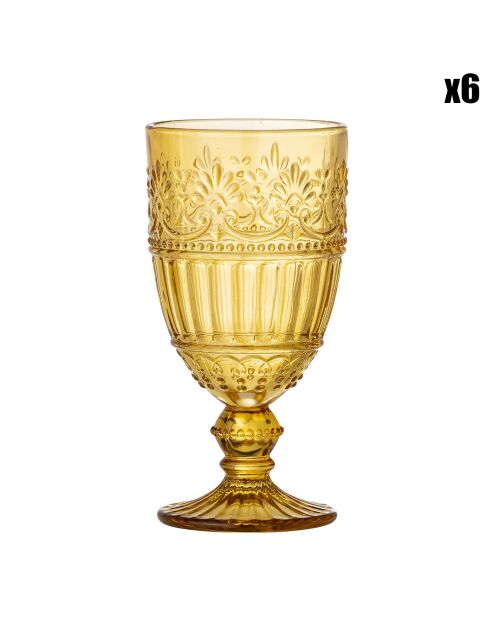 6 Verres à vin Feyza jaunes - D.8.5xH.17 cm