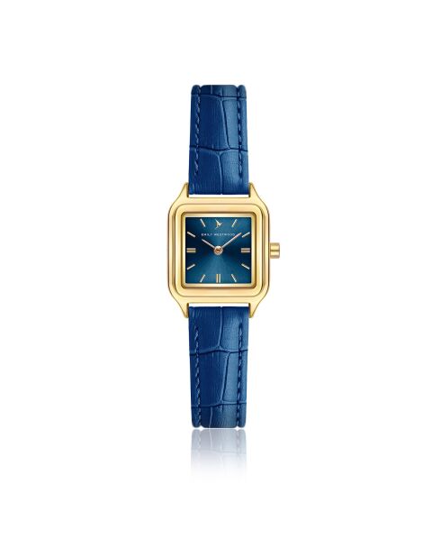 Montre en Cuir effet croco bleu foncé