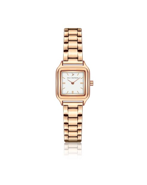 Reloj de acero dorado rosa