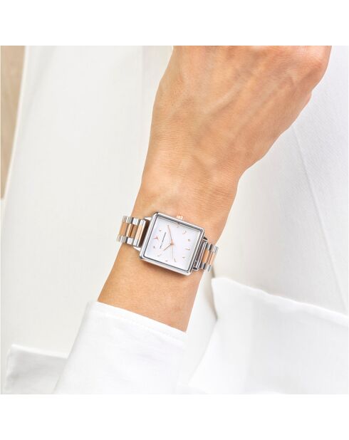 Montre en Acier argenté/rose doré