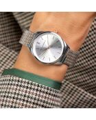Montre en Acier mesh argenté/rose doré