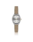 Montre en Acier mesh argenté/rose doré
