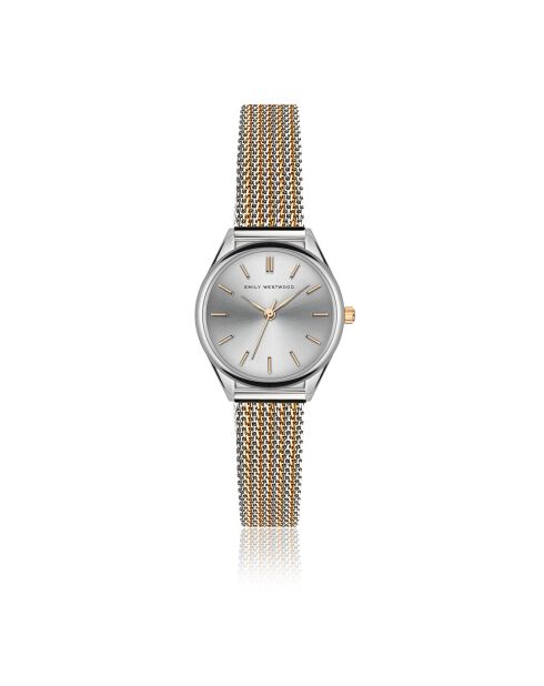 Montre en Acier mesh argenté/rose doré