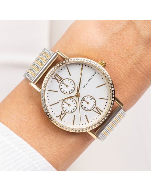 Orologio in acciaio con maglie argento/oro