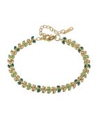 Bracelet Helen en Acier plaqué Or jaune & Email doré/vert