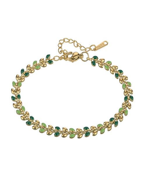 Bracelet Helen en Acier plaqué Or jaune & Email doré/vert