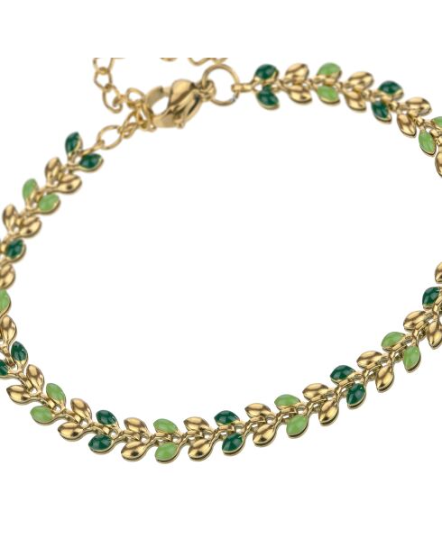 Bracelet Helen en Acier plaqué Or jaune & Email doré/vert