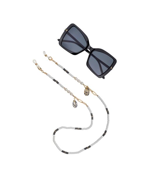 Chaîne de Lunettes Maya noir/blanc/blanc nacré/doré