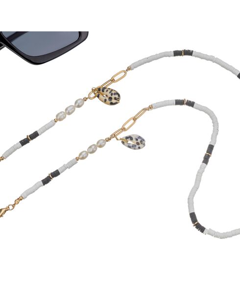 Chaîne de Lunettes Maya noir/blanc/blanc nacré/doré