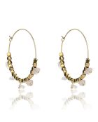 Boucles d'oreilles Eden en Acier plaqué Or jaune & Quartz rose doré/rose