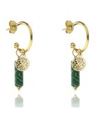 Boucles d'oreilles Margaret en Acier plaqué Or jaune & Malachite synthétique doré/vert