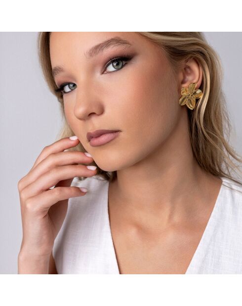 Boucles d'oreilles en Acier plaqué Or jaune dorées