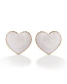 Boucles d'oreilles en Acier plaqué Or jaune & Email doré/blanc