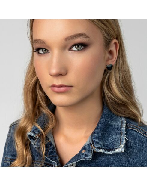 Geelvergulde oorbellen van staal en goud/zwart email