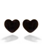 Boucles d'oreilles en Acier plaqué Or jaune & Email doré/noir