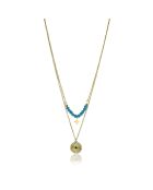 Collier Cecilia en Acier plaqué Or jaune & Kallaite doré/bleu clair