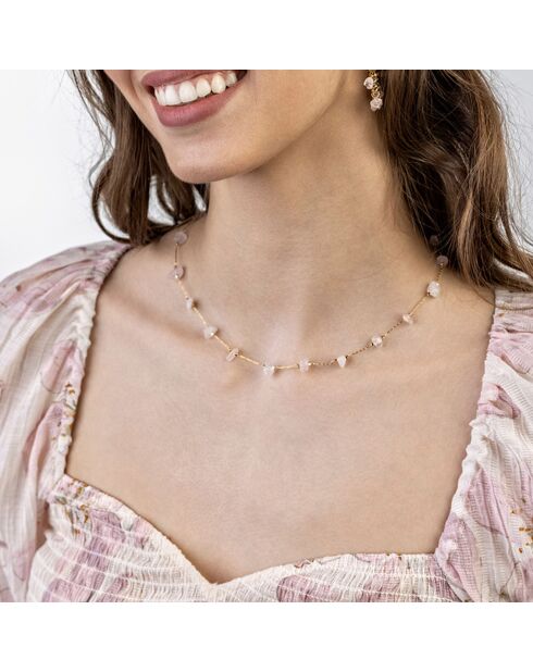 Amara halsketting in goud/roze kristallegering