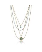 Collier Alicia en Acier plaqué Or jaune & Turquoise doré/bleu clair