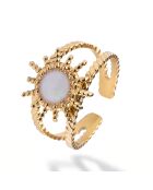 Bague en Acier plaqué Or jaune & Email dorée