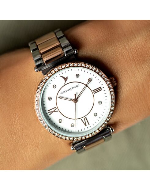 Montre en Acier argenté/rose doré