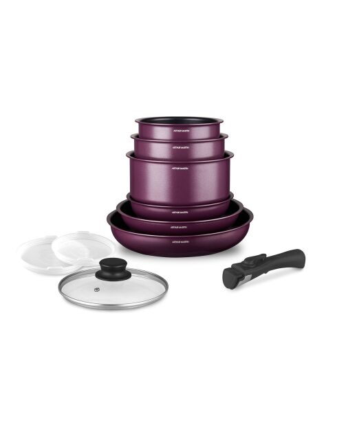 Batterie de cuisine violette - 10 Pièces