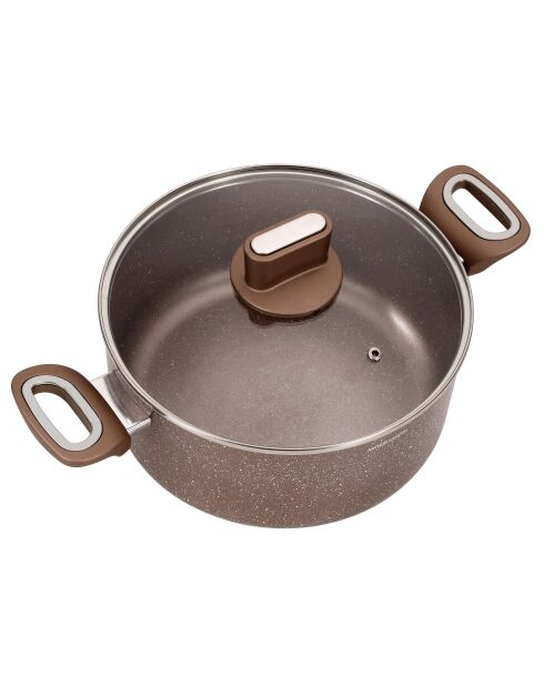 Marmite avec couvercle en verre grise - D.28 cm