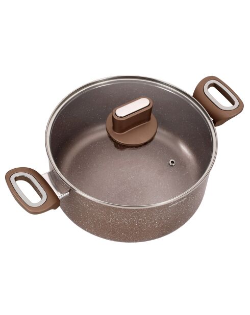 Marmite avec couvercle en verre grise - D.28 cm