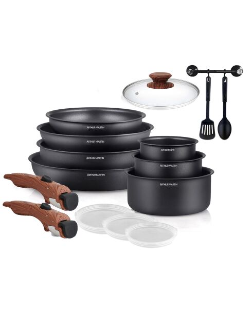 Batterie de cuisine 15 pièces  noir