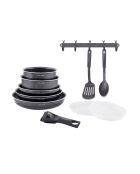 Batterie de cuisine noire - 10 Pièces