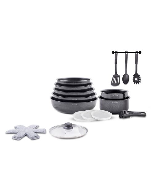 Batterie de cuisine grise - 18 Pièces