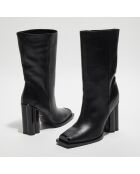 Bottines en Cuir Clover noires - Talon 10 cm