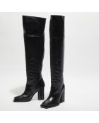 Bottes en Cuir Clover noires - Talon 10 cm