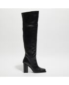 Bottes en Cuir Clover noires - Talon 10 cm