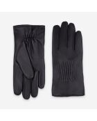 Gants en cuir à doublure en laine Isidore noirs