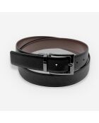 Ceinture en cuir Ysaline noire-marron 35mm