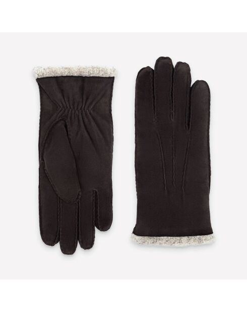 Gants en cuir suédé Albane chocolat