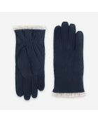 Gants en cuir suédé Albane bleu profond