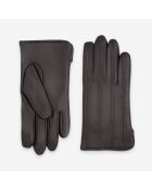 Gants cuir agneau-100% cachemire- 22107CA-choco