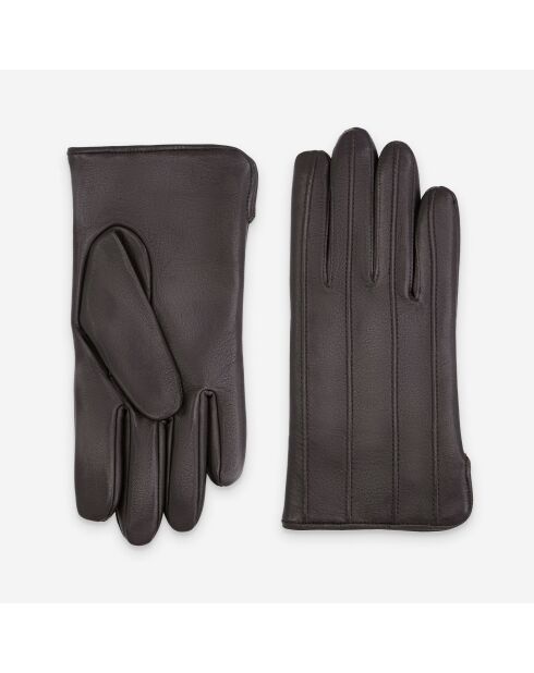 Gants cuir agneau-100% cachemire- 22107CA-choco
